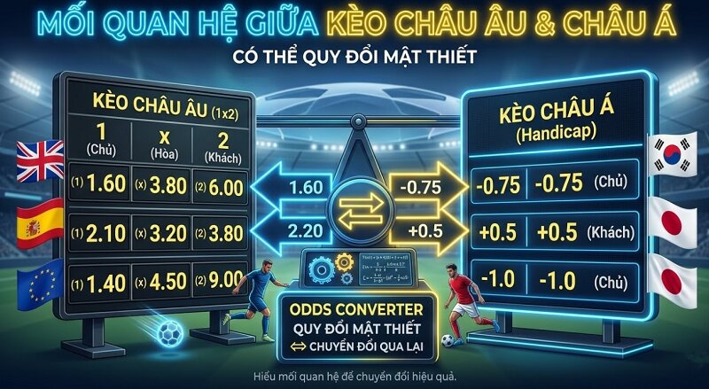 Kèo chấp và 1x2 có quan hệ mật thiết với nhau